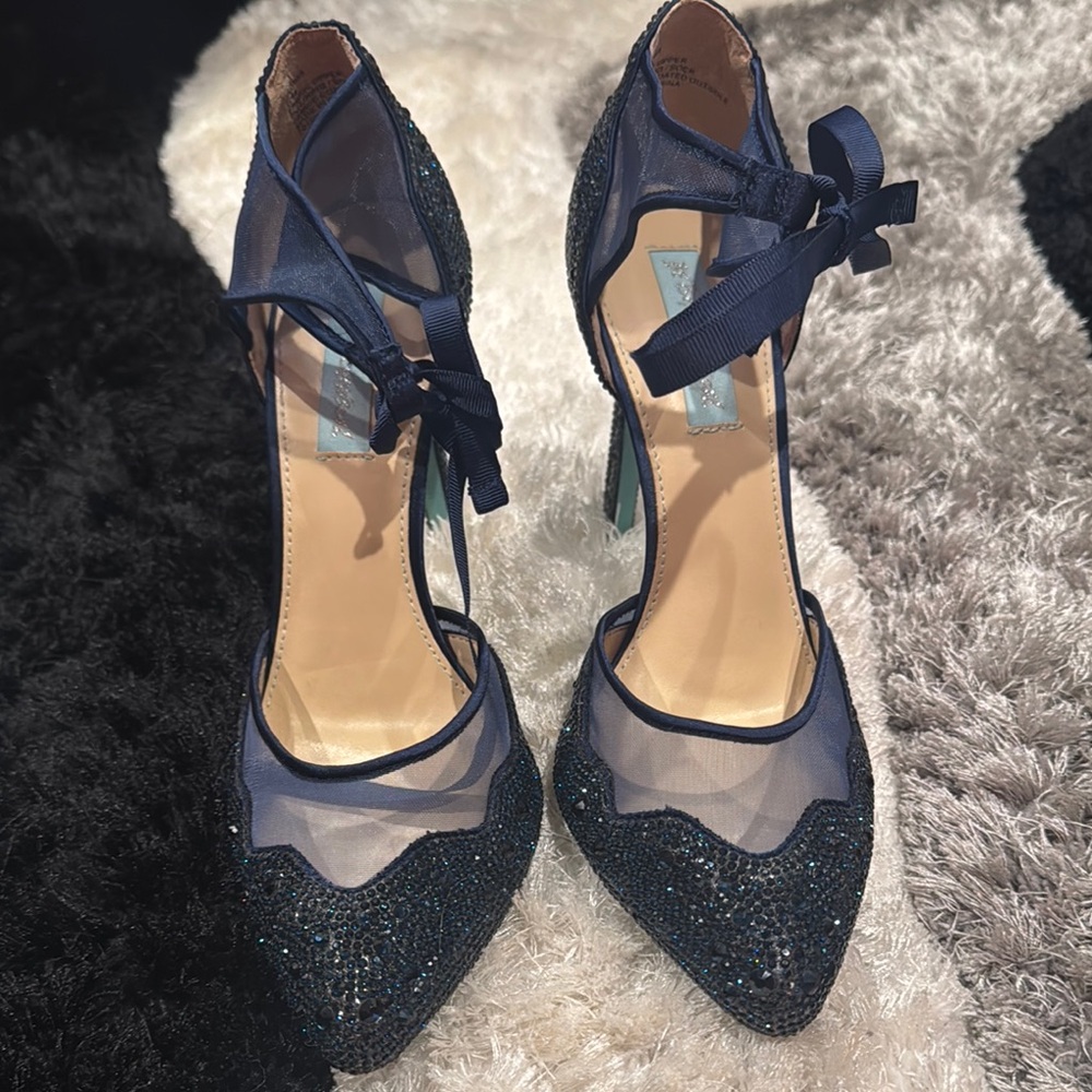 Betsey Johnson Sparkling Navy Heels